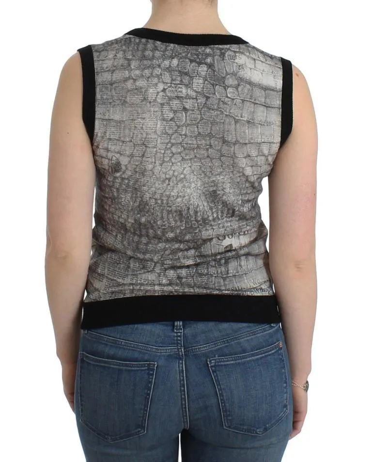 Gray crocodile twinset cardigan