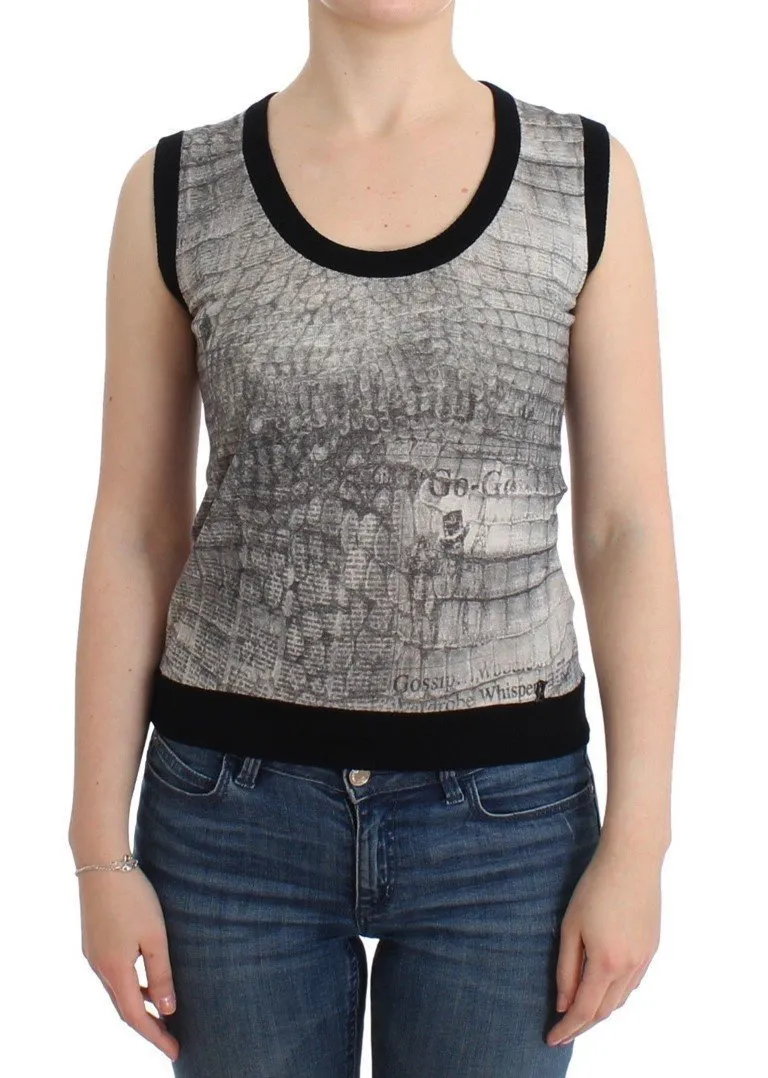Gray crocodile twinset cardigan