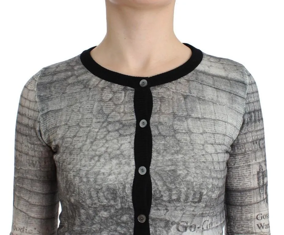 Gray crocodile twinset cardigan