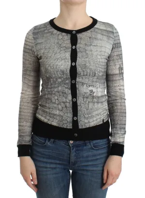 Gray crocodile twinset cardigan