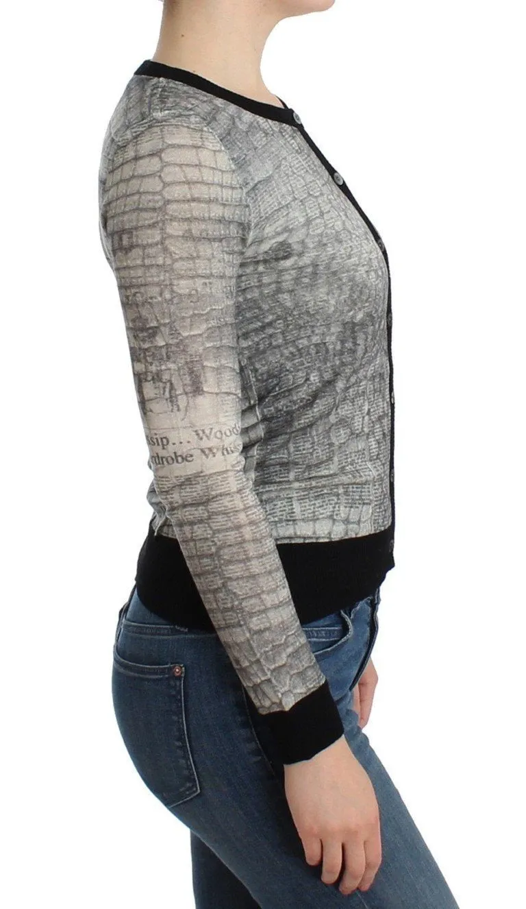 Gray crocodile twinset cardigan