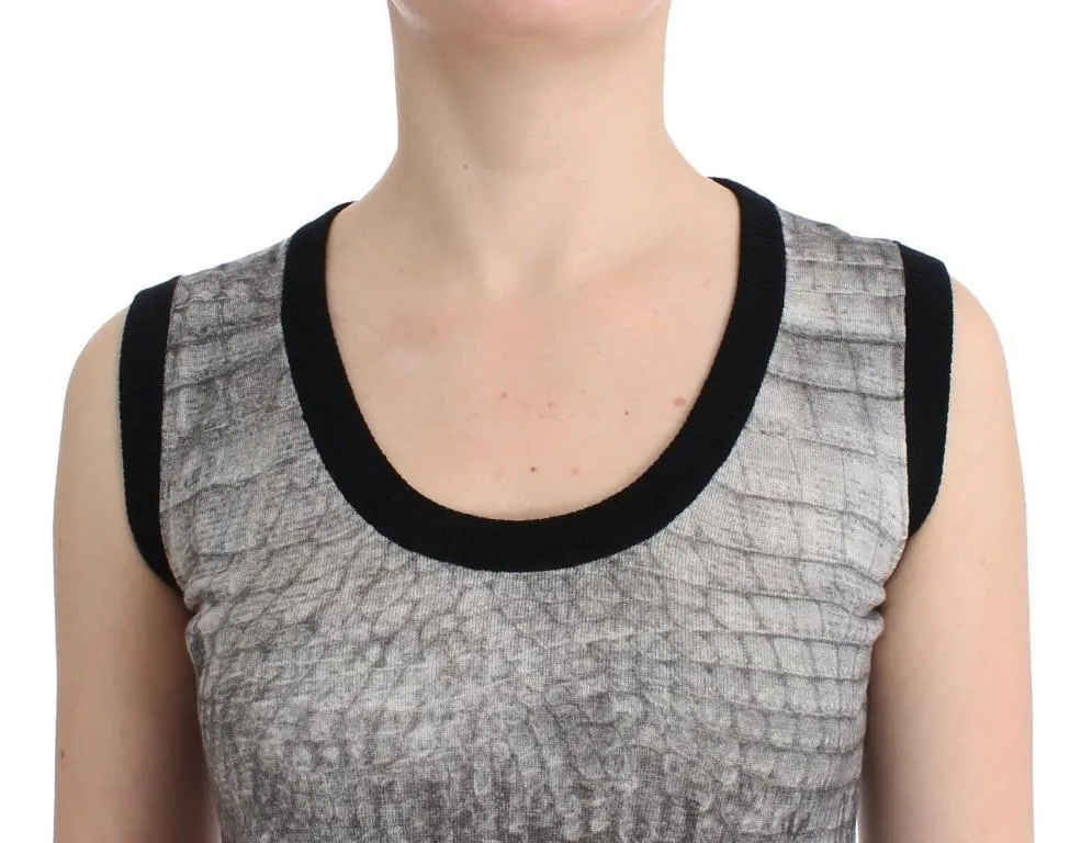 Gray crocodile twinset cardigan