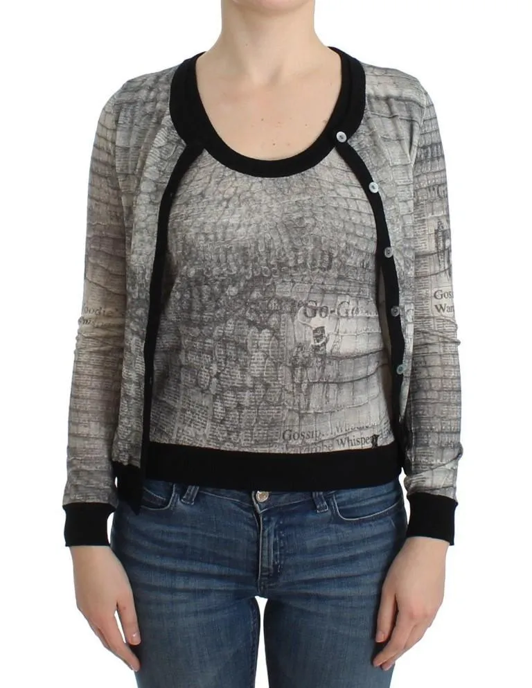 Gray crocodile twinset cardigan