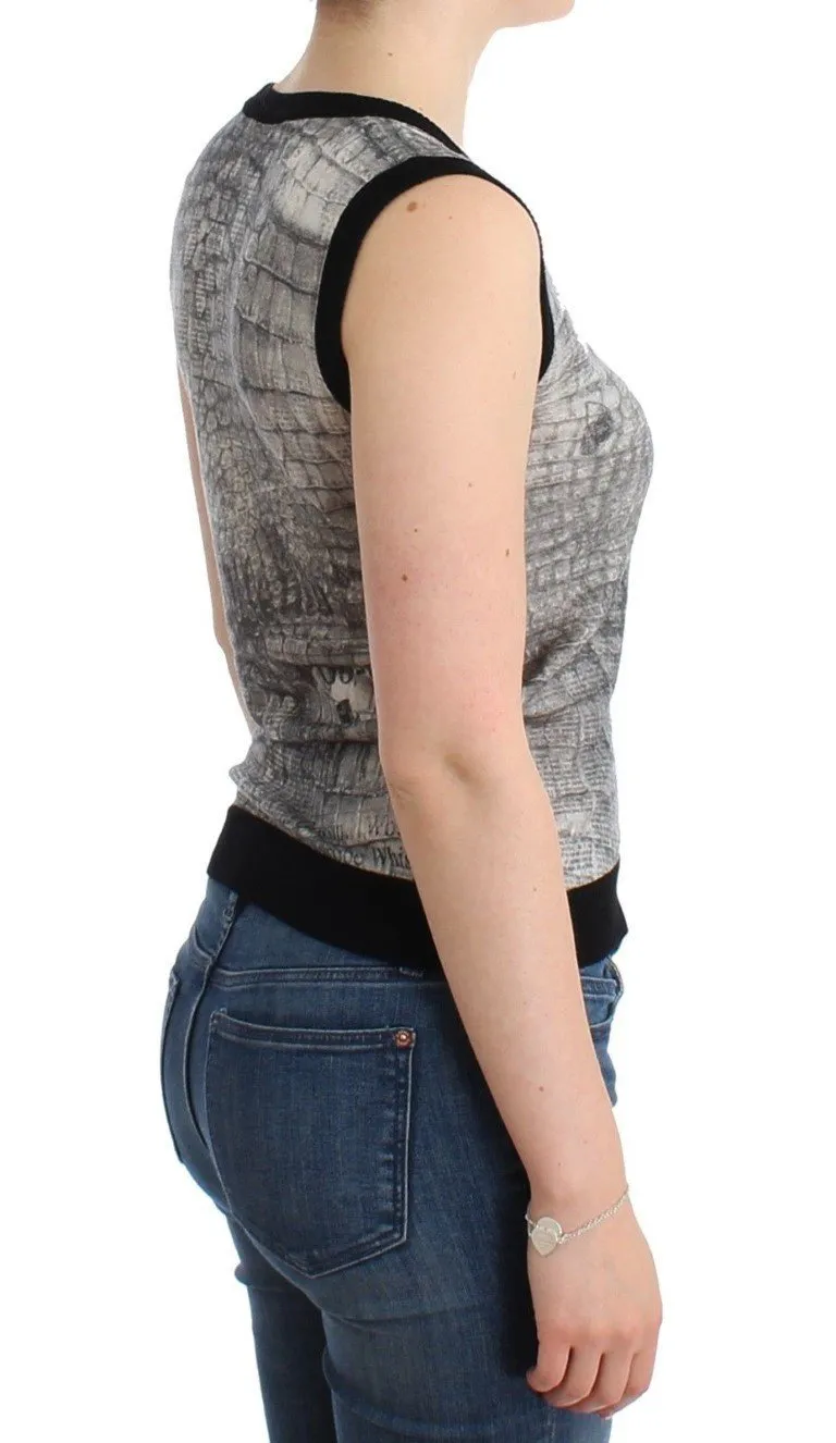 Gray crocodile twinset cardigan