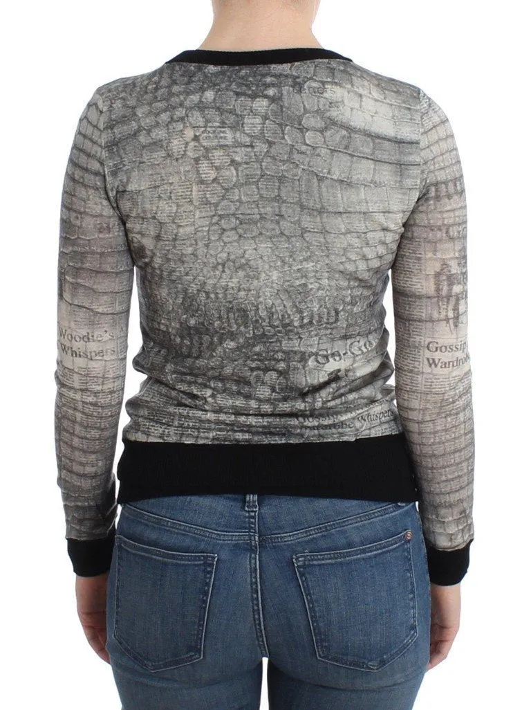 Gray crocodile twinset cardigan