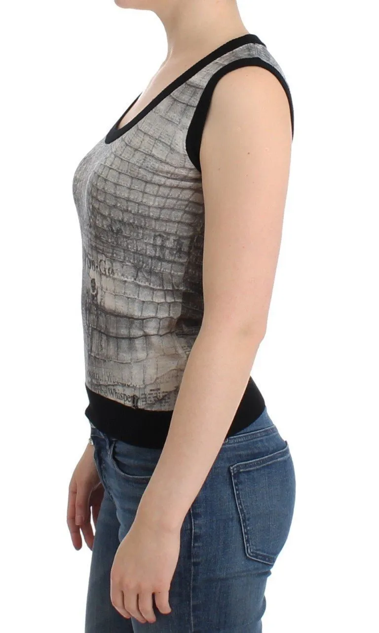 Gray crocodile twinset cardigan