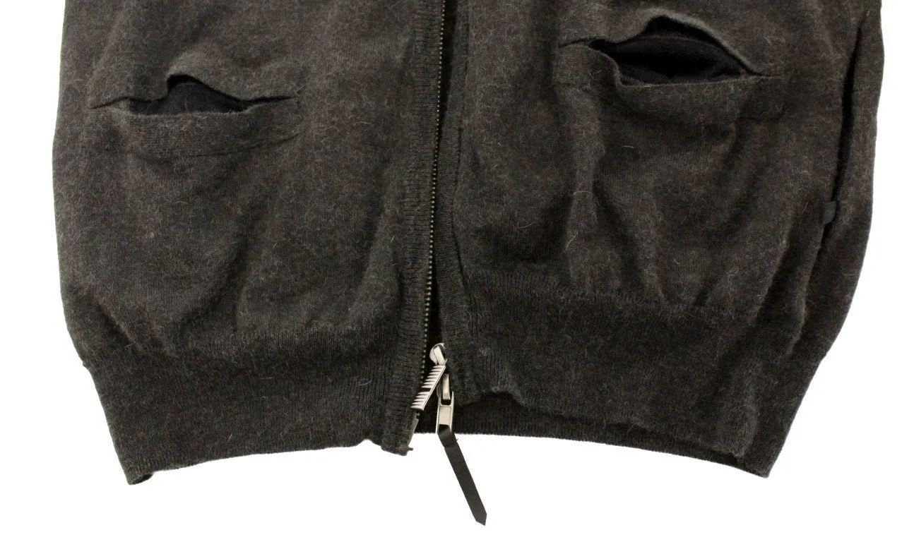 Gray zipper cardigan sweater