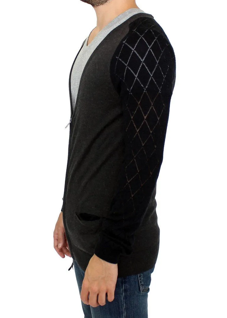 Gray zipper cardigan sweater