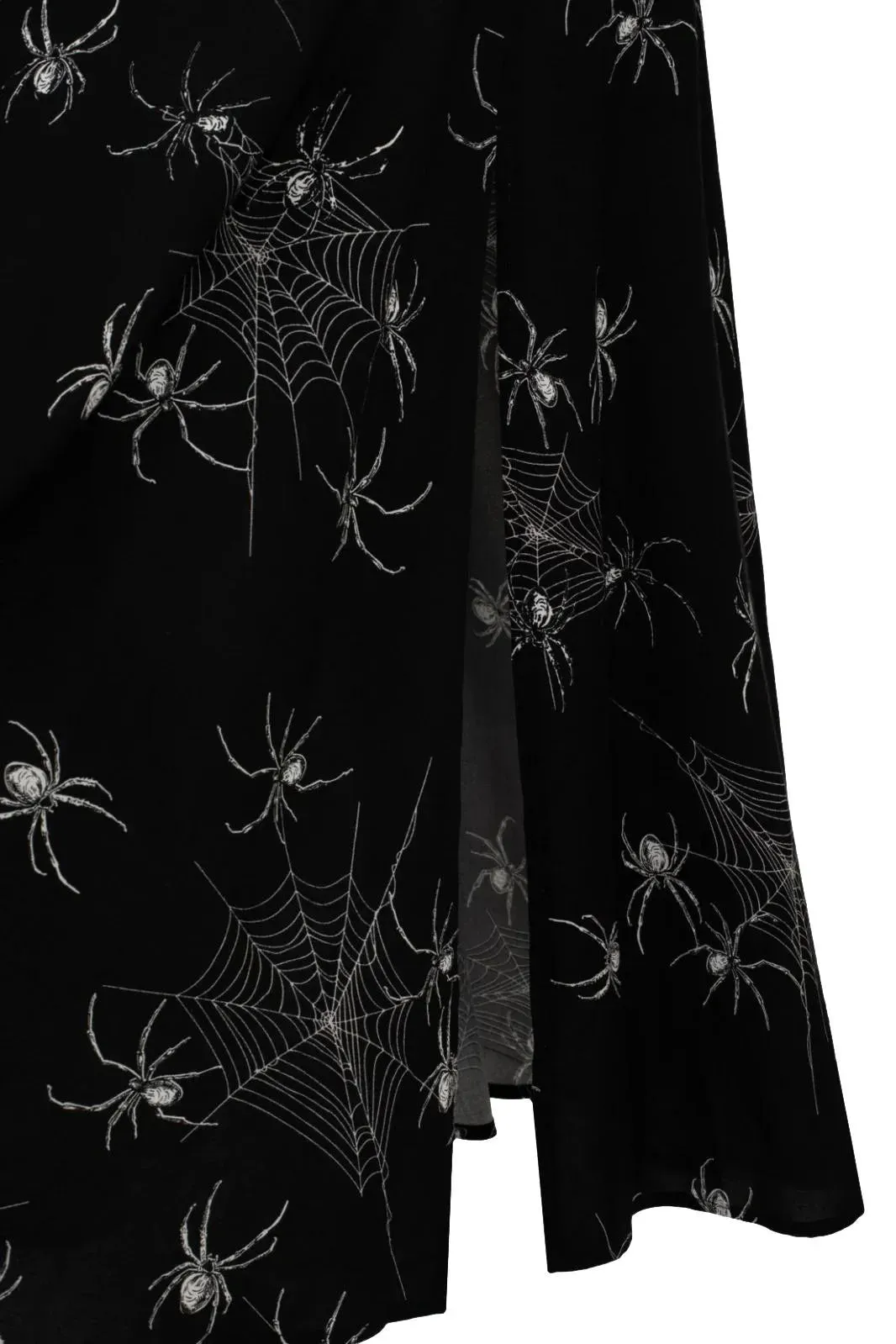 Grungy Spider Gothic Dress by Hell Bunny Midi Puff Sleeves