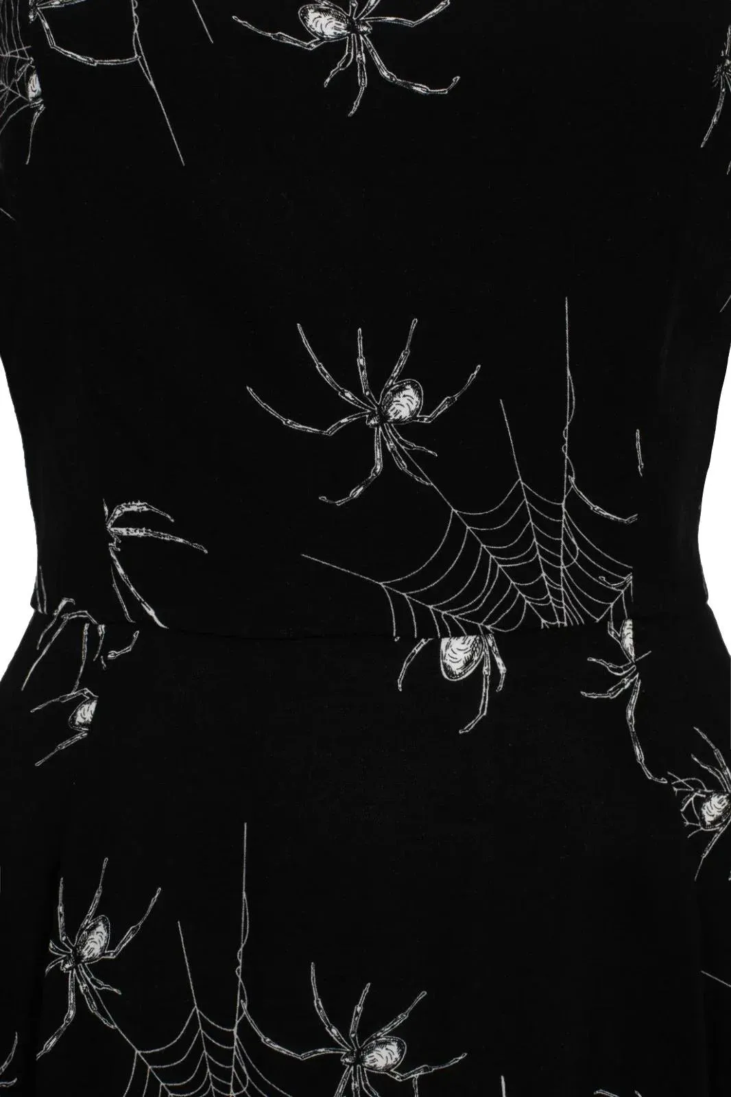 Grungy Spider Gothic Dress by Hell Bunny Midi Puff Sleeves