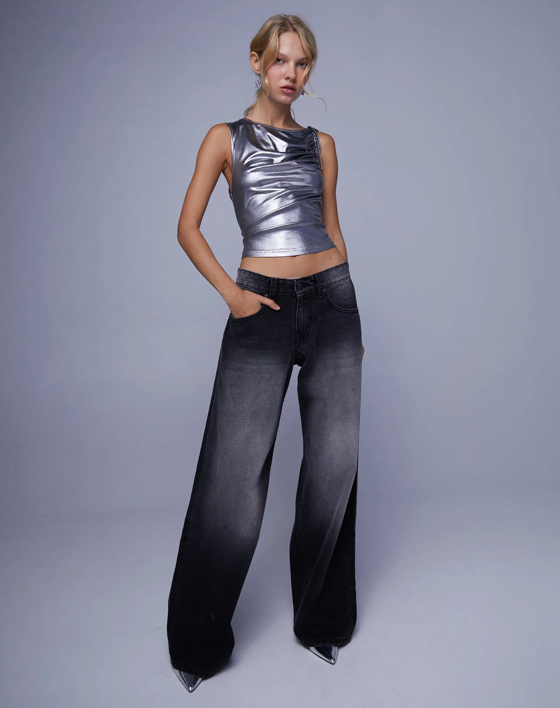 HAGNE TOP METALLIC SILVER 14