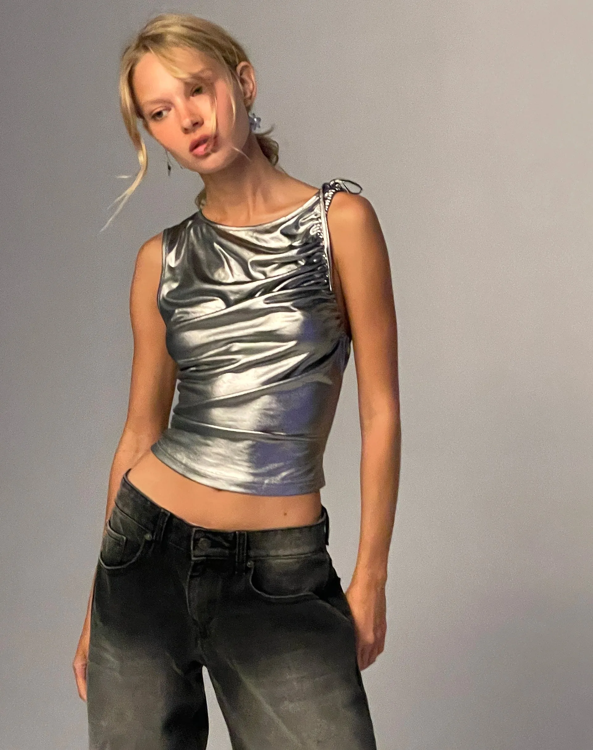 HAGNE TOP METALLIC SILVER 14