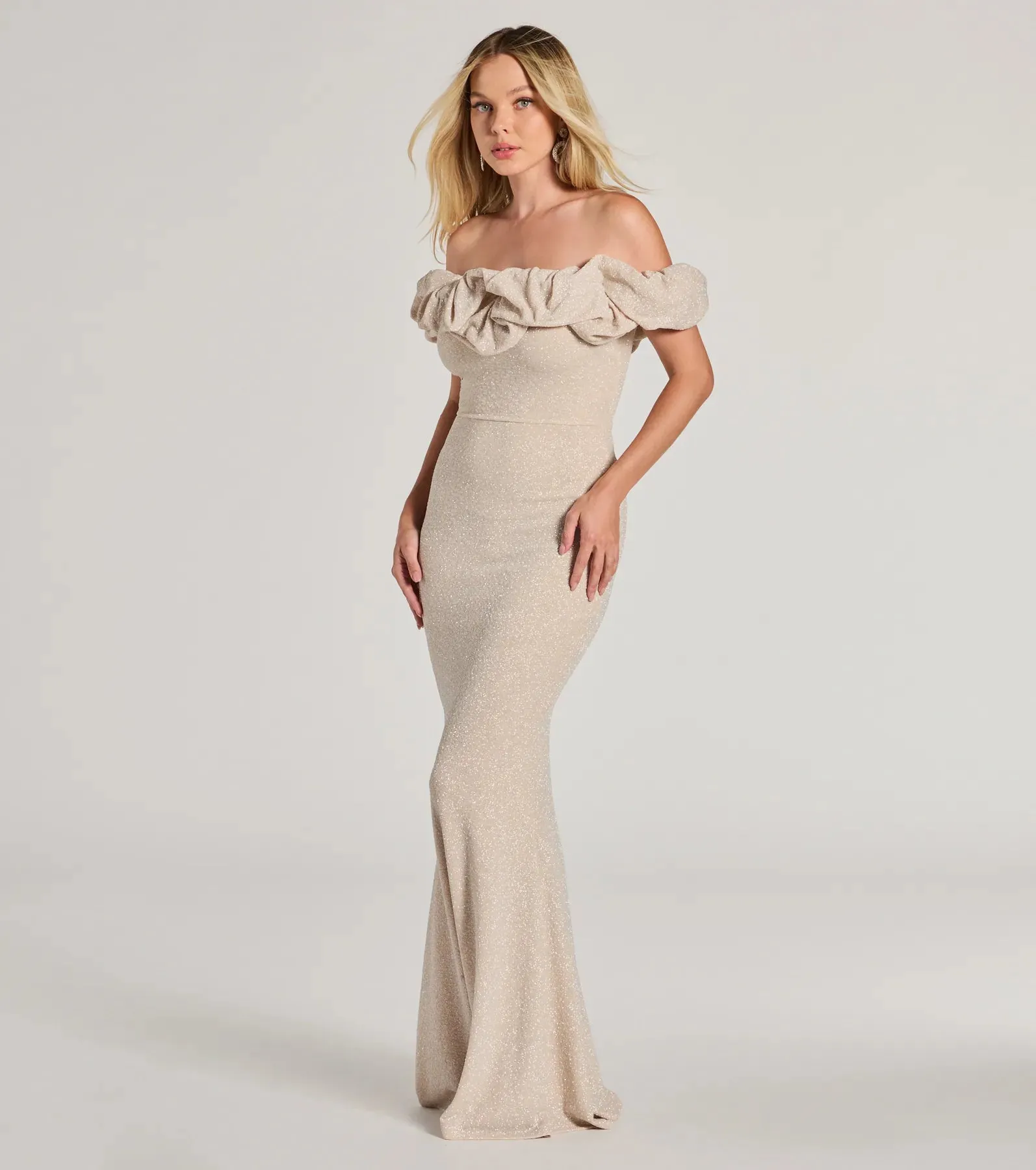 Halsey Formal Glitter Ruffled Mermaid Dress