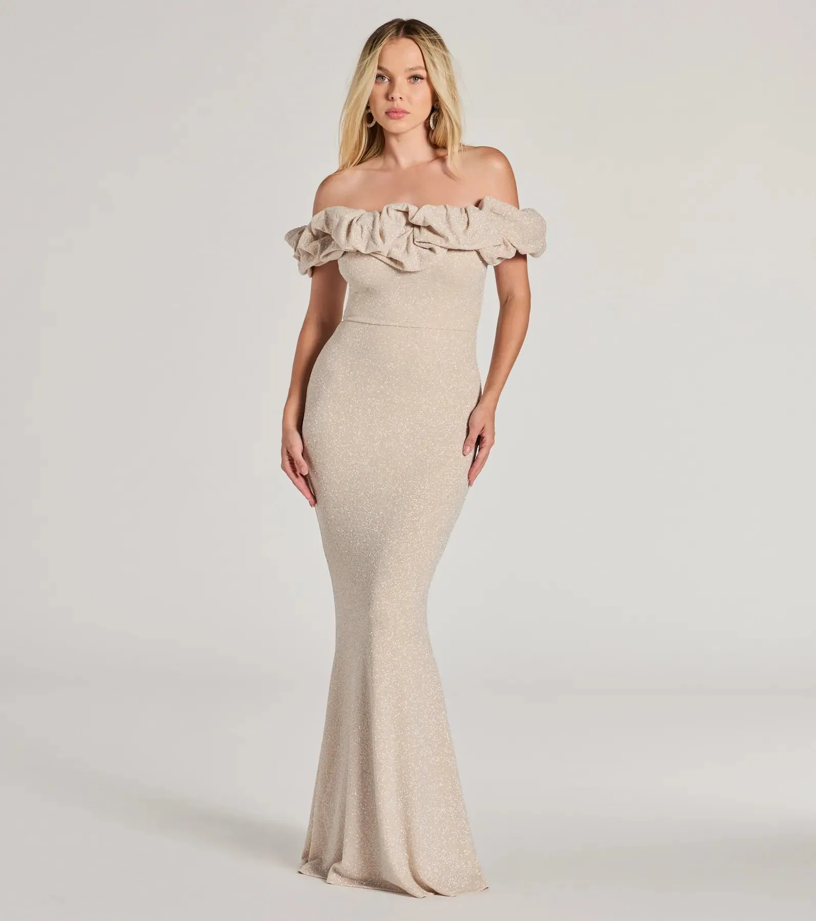 Halsey Formal Glitter Ruffled Mermaid Dress