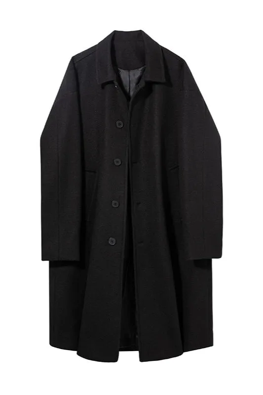 Halvorn | Mens Long Wool Overcoat in Brown or Black – Classic Winter Trench Style with Collar for Formal, Smart or Everyday Wear