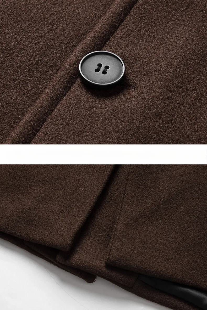 Halvorn | Mens Long Wool Overcoat in Brown or Black – Classic Winter Trench Style with Collar for Formal, Smart or Everyday Wear