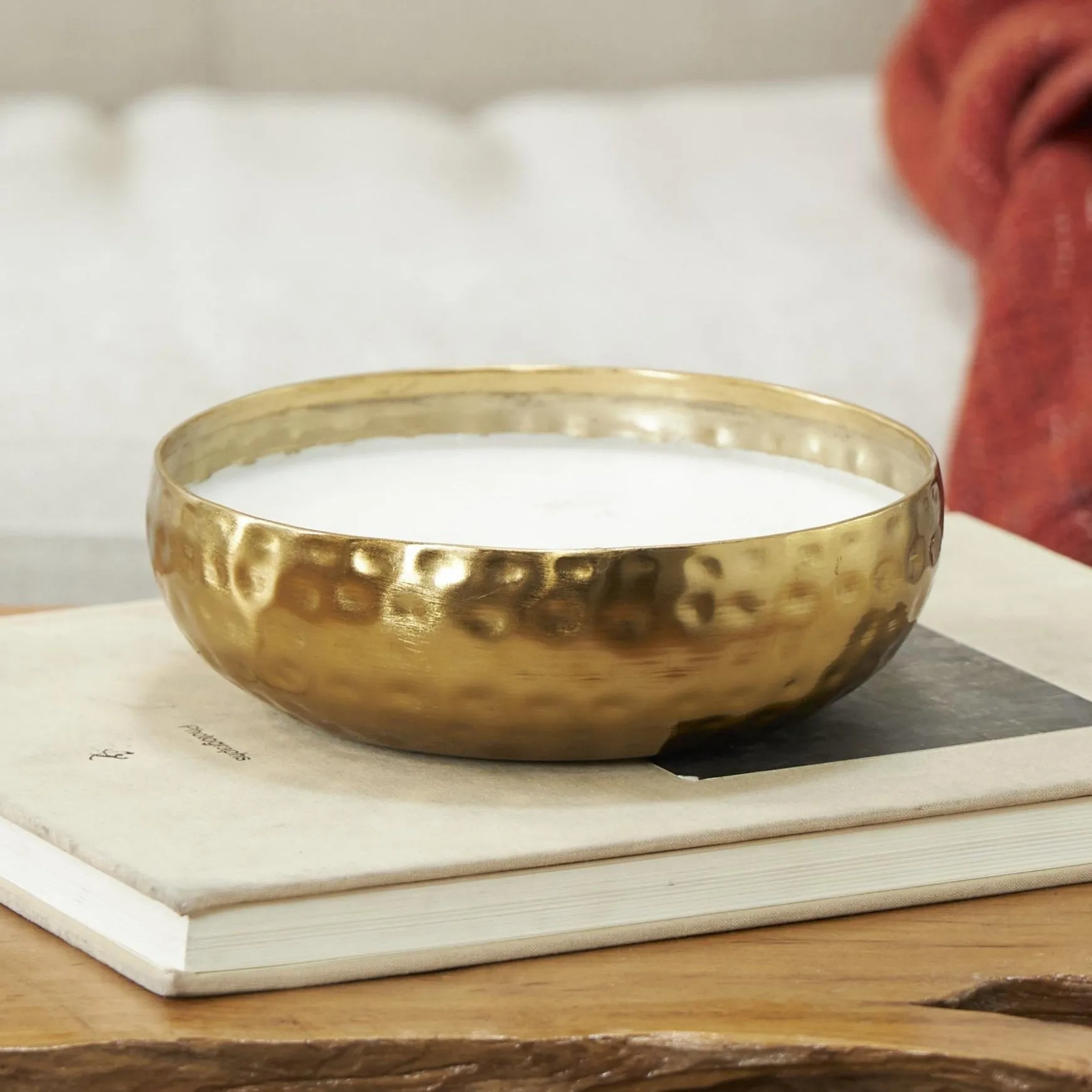 HAMMERED GOLD 3 WICK CANDLE -  MEDITERRANEAN FIG