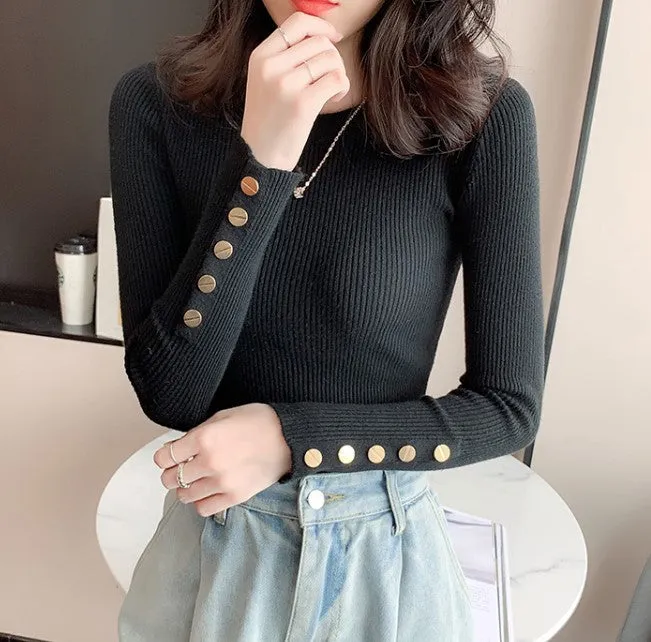 High Neck Black Knit Top