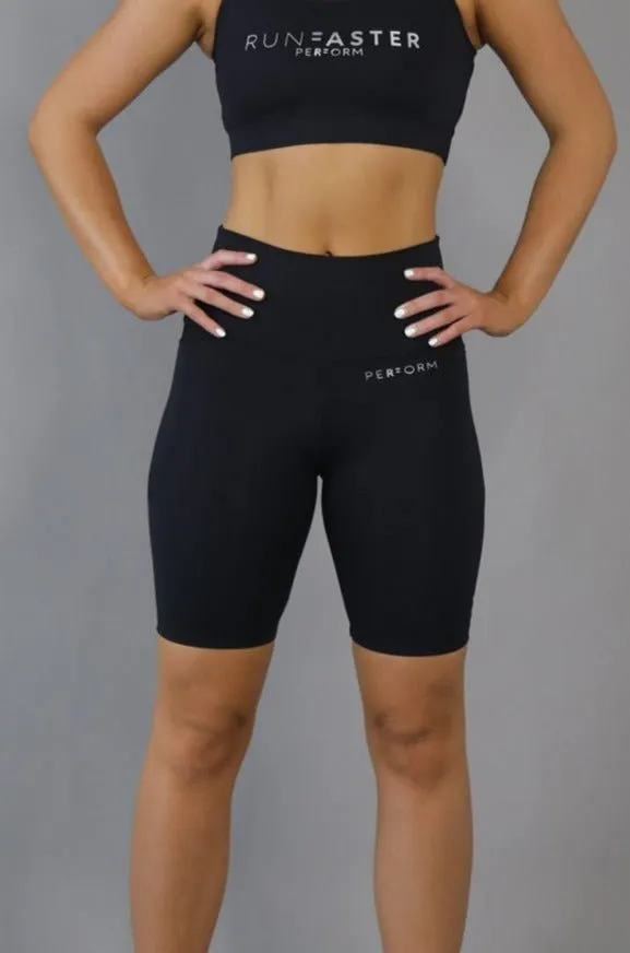 High Waist Long Shorts - Black