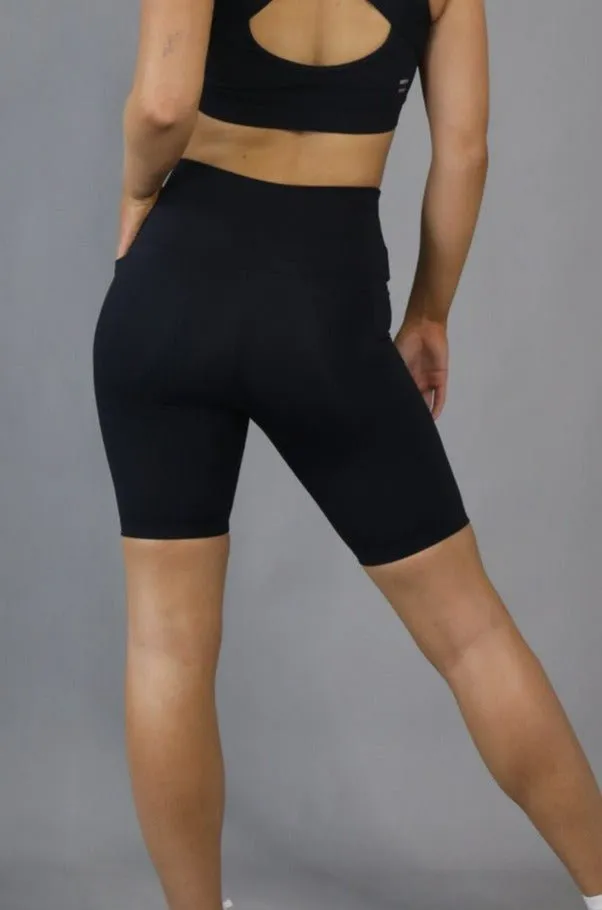 High Waist Long Shorts - Black