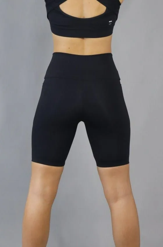 High Waist Long Shorts - Black