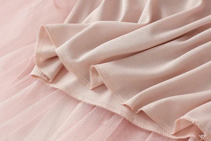 High Waist Slimming Flower Bud Irregular Mesh Skirt