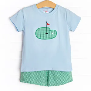 Hole In One Applique Short Set, Blue