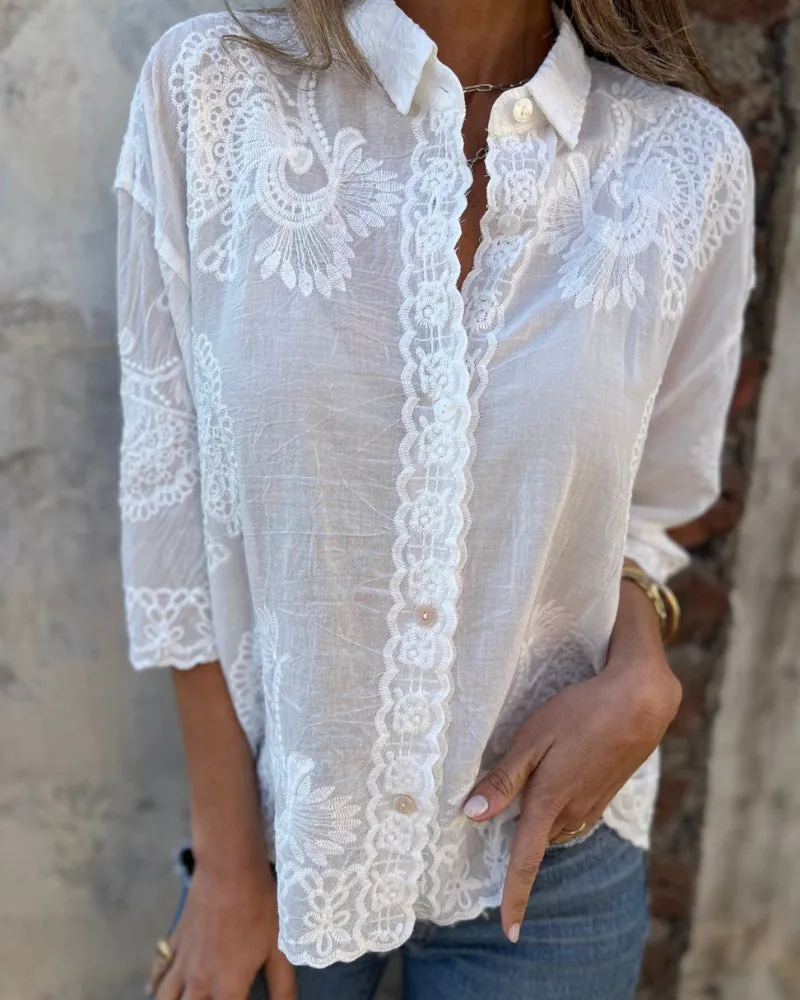 IAREL - Chic Lace Embroidered Blouse