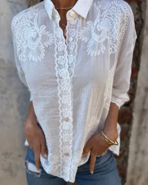 IAREL - Chic Lace Embroidered Blouse