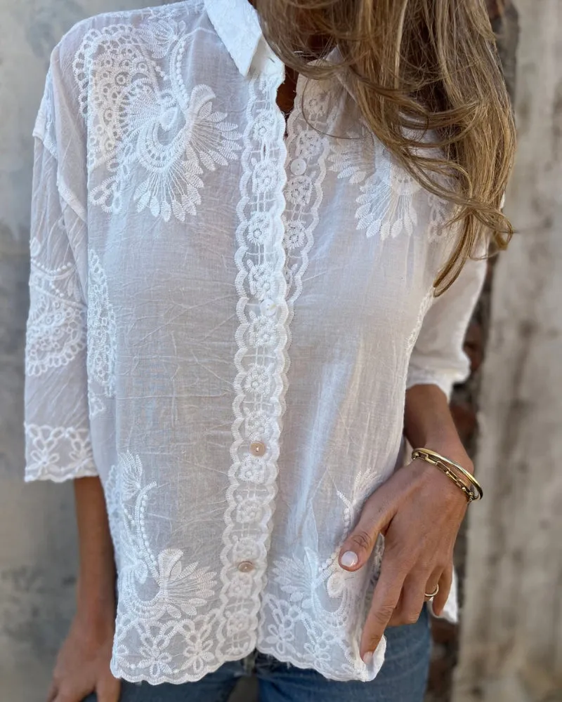 IAREL - Chic Lace Embroidered Blouse