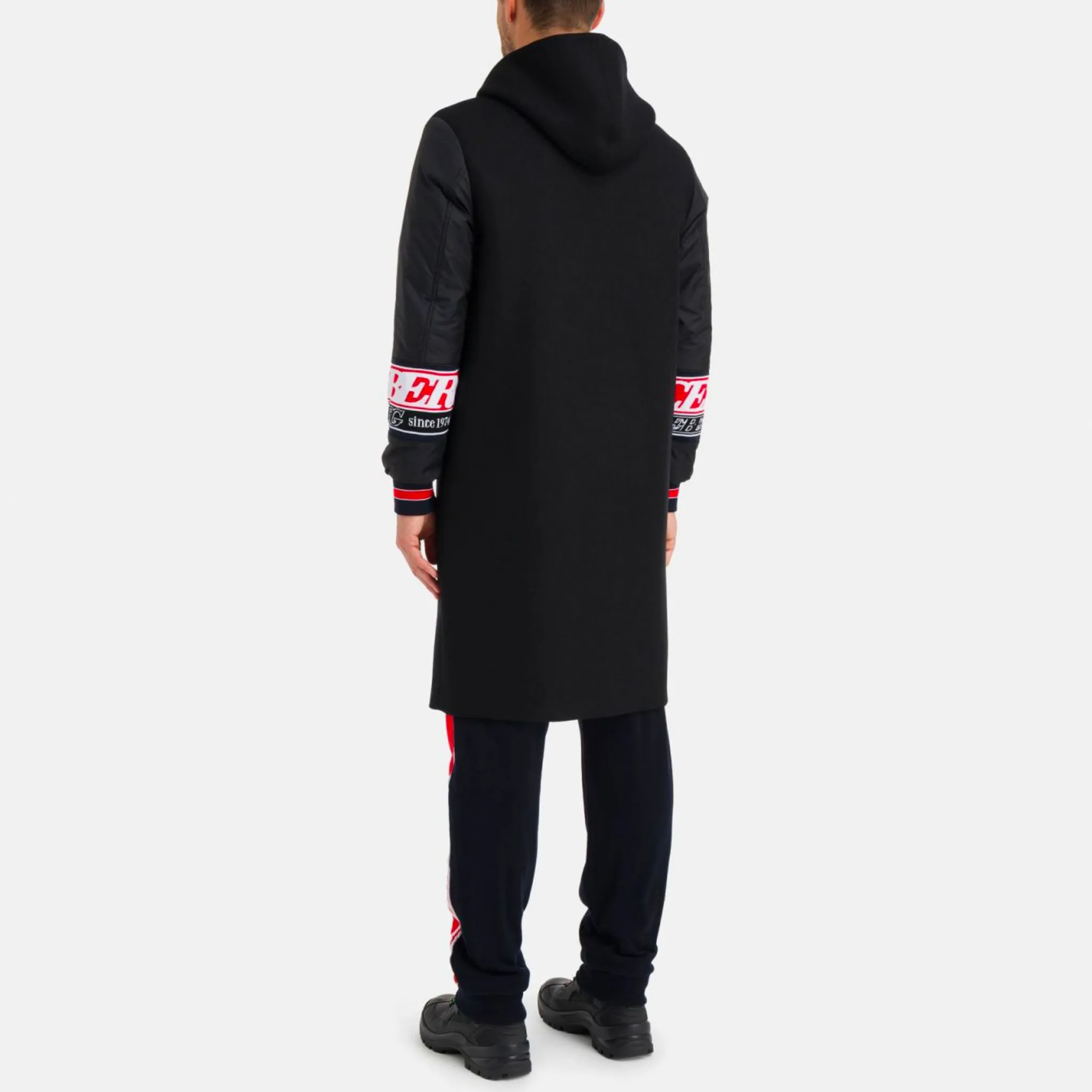 Iceberg Wool coat with nylon sleeves & contrast bands