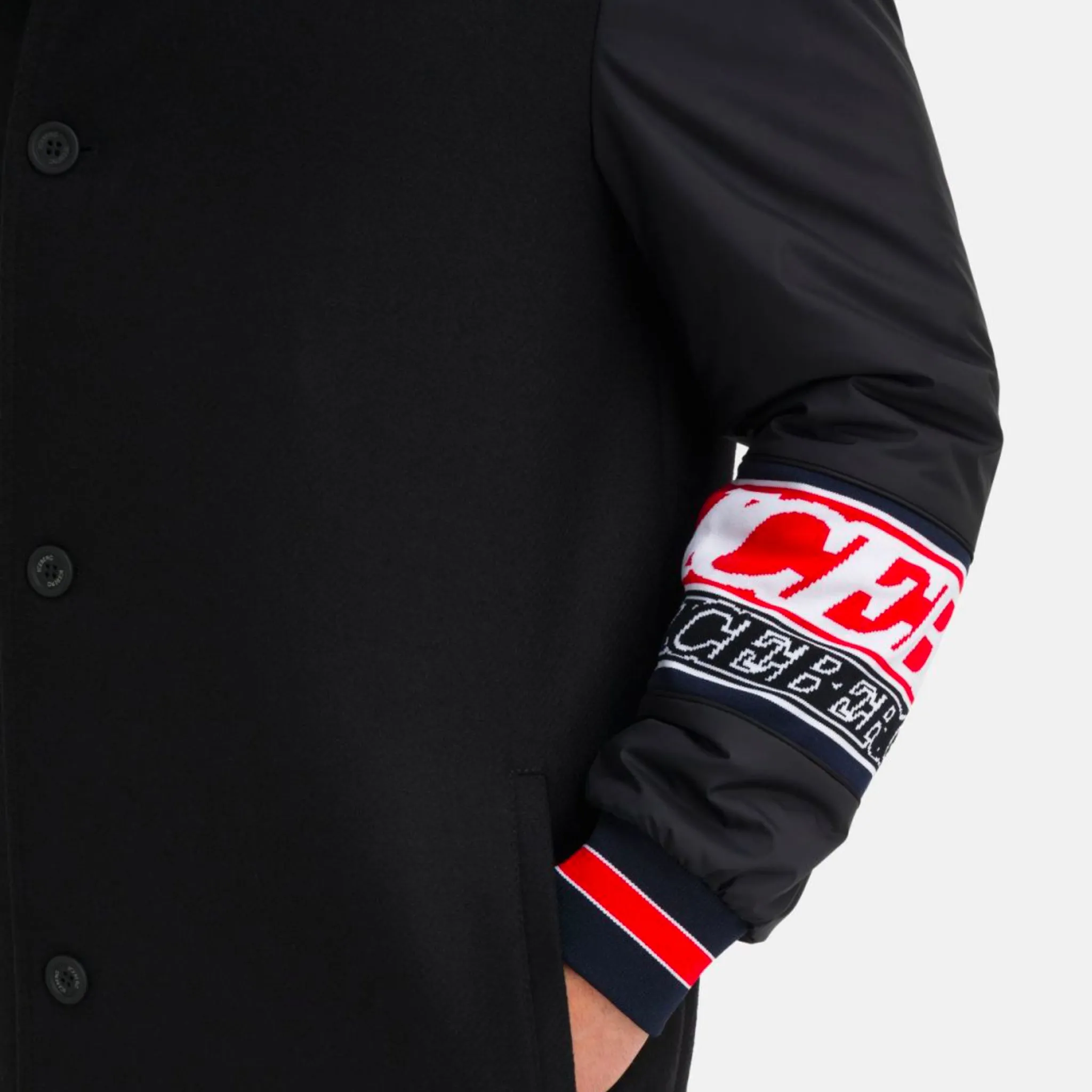 Iceberg Wool coat with nylon sleeves & contrast bands