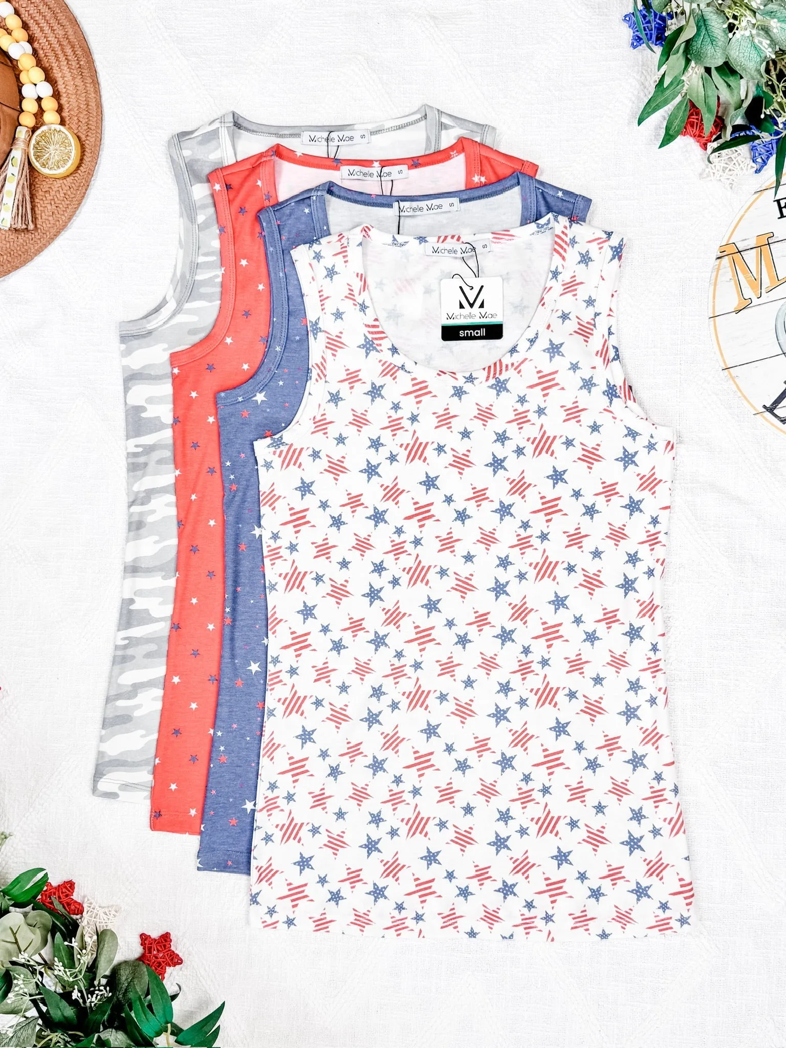 IN STOCK Ava Tank - Blue Liberty Stars