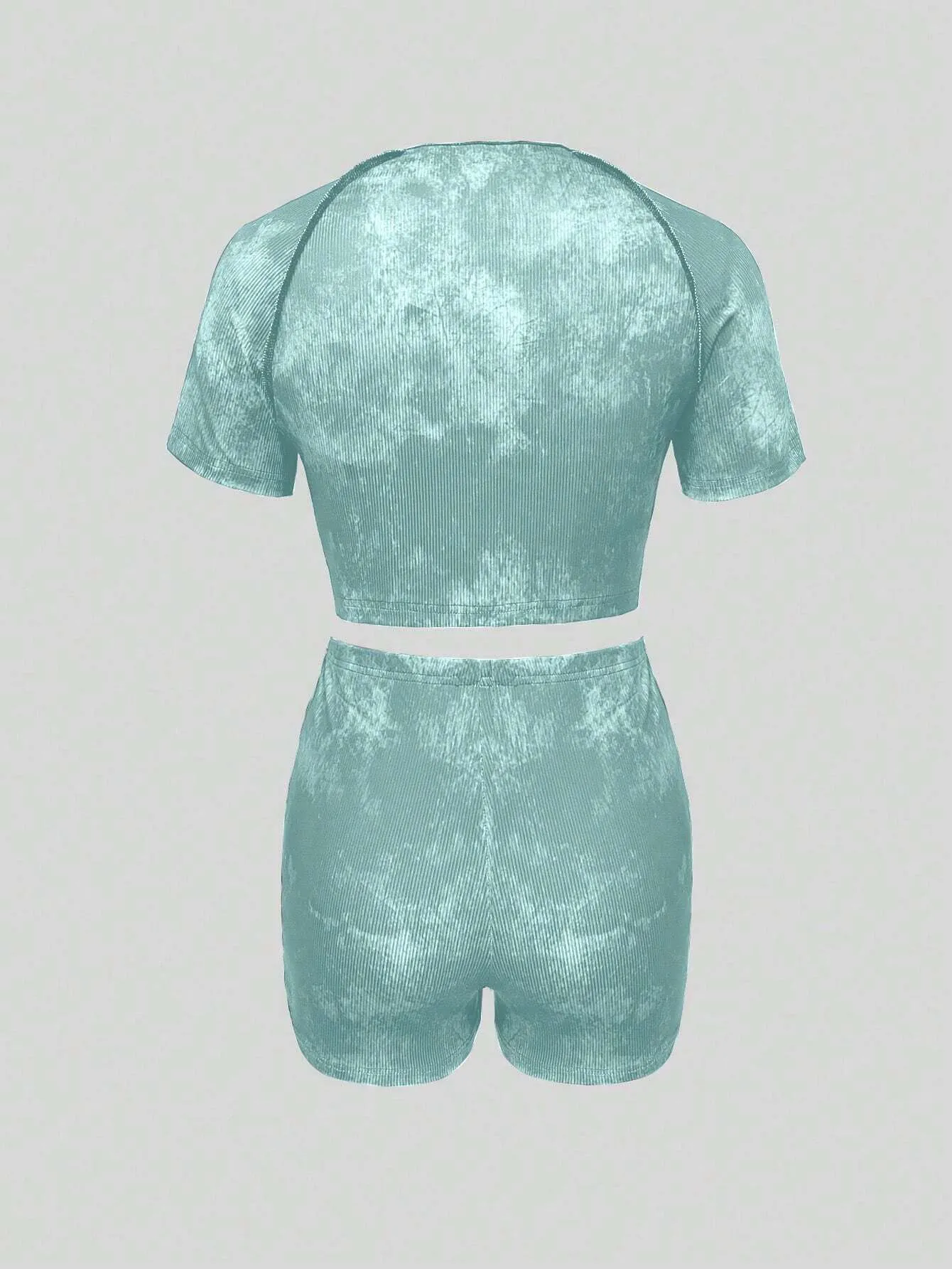 INAWLY 2pcs Women's Crew Neck Raglan Sleeve T-Shirt And Shorts, Fitted & Sexy Summer Set