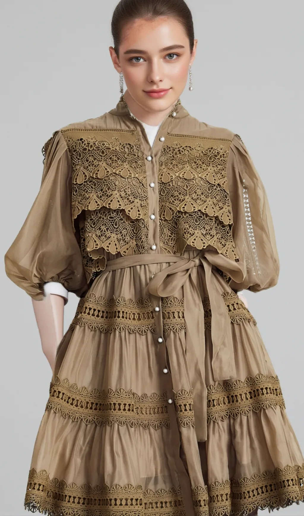 Inès lace cut-out layered mini dress
