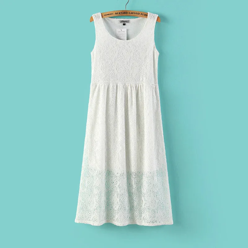 Irregular Lace Dress Boho Hippie Style Asymmetrical Embroidery Sheer Long Dresses Double Layered Ruffled Trimming Low No Lining