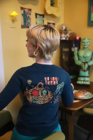 JELLYFISH EMBROIDERY FITTED SWEATER  *PEACOCK