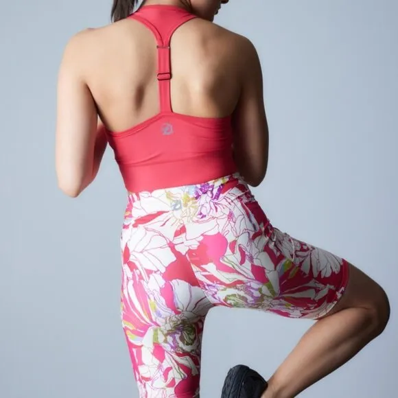 Josie Natori NWT Solstice Pink Poppy Cropped Bike Shorts Size XS Pockets