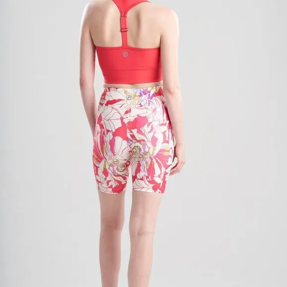 Josie Natori NWT Solstice Pink Poppy Cropped Bike Shorts Size XS Pockets