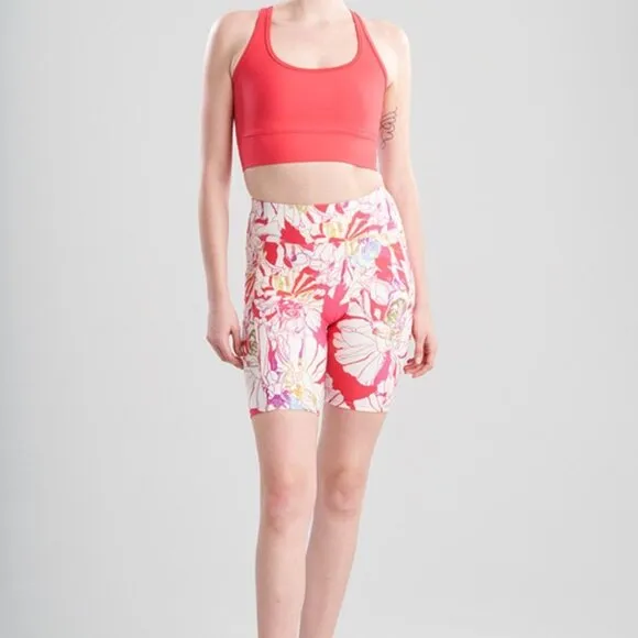 Josie Natori NWT Solstice Pink Poppy Cropped Bike Shorts Size XS Pockets