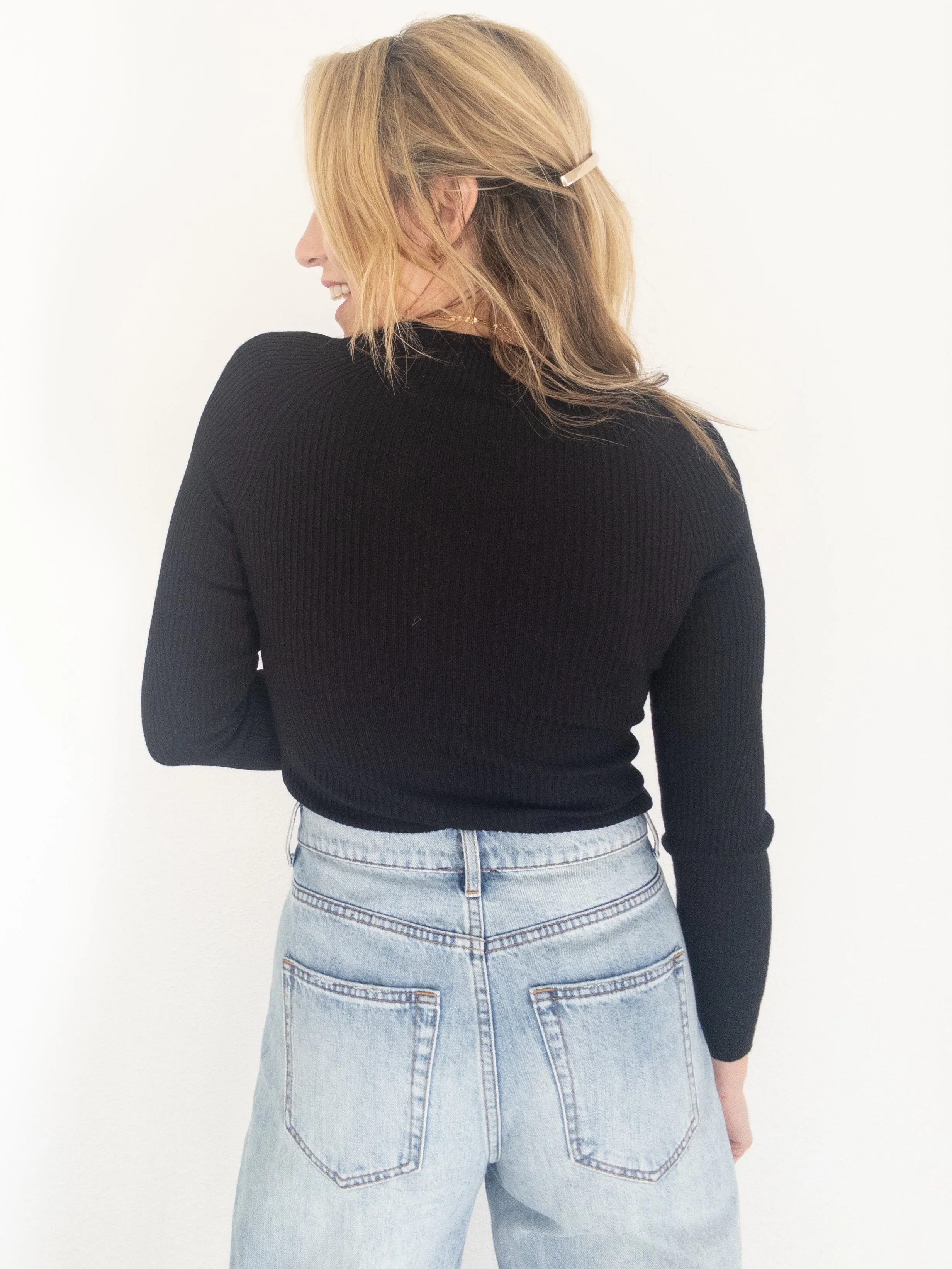 Just A Hint Notched Long Sleeve