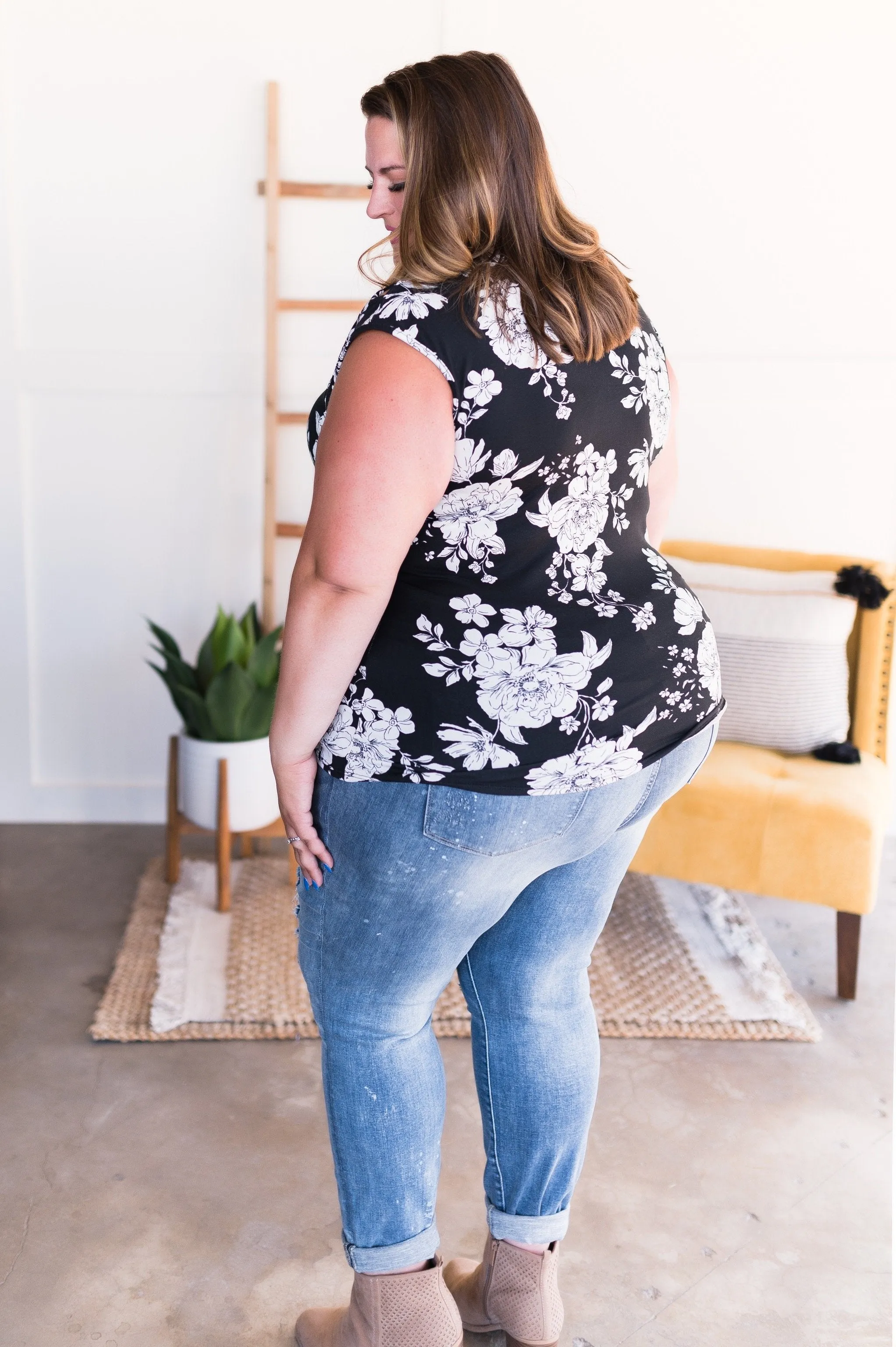 Just The Beginning In Black Floral