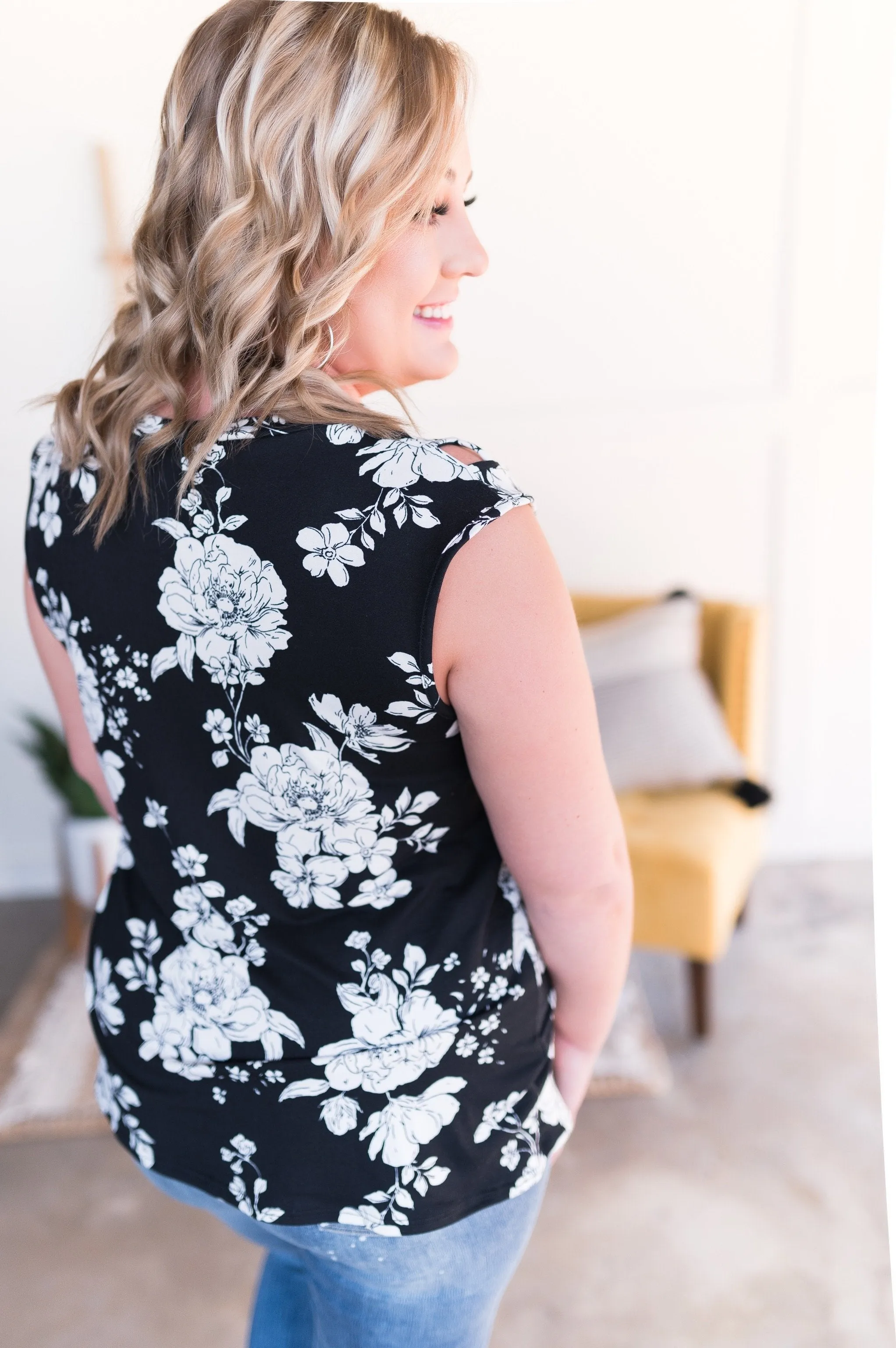 Just The Beginning In Black Floral