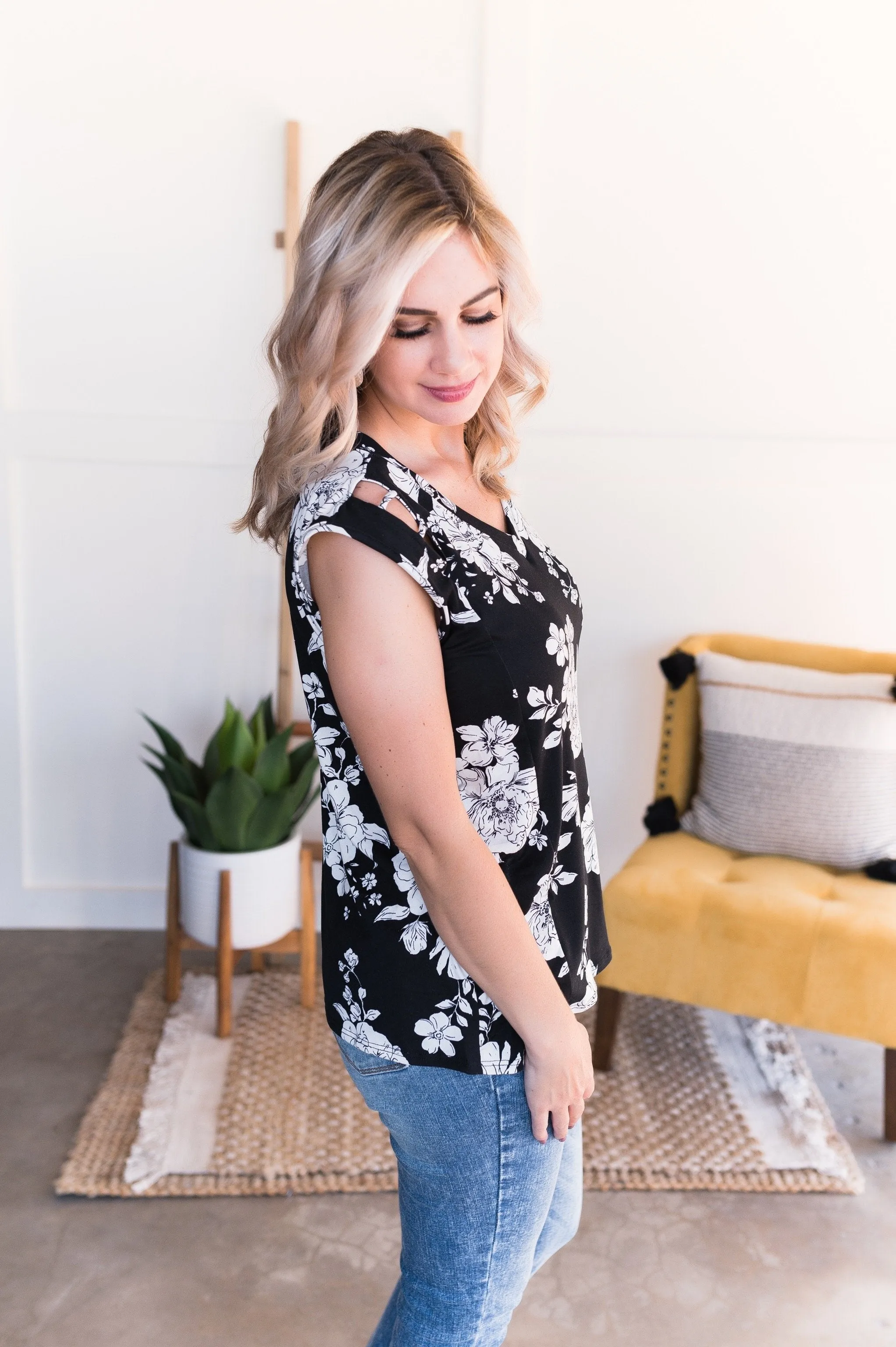 Just The Beginning In Black Floral