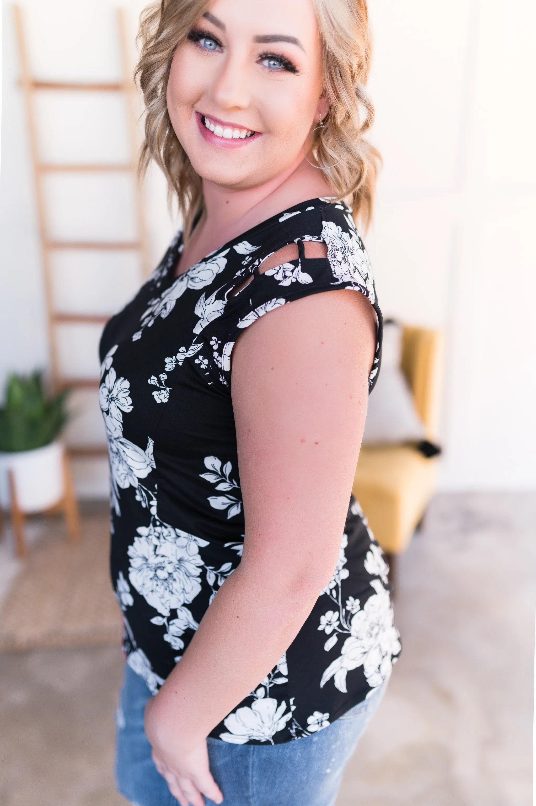Just The Beginning In Black Floral