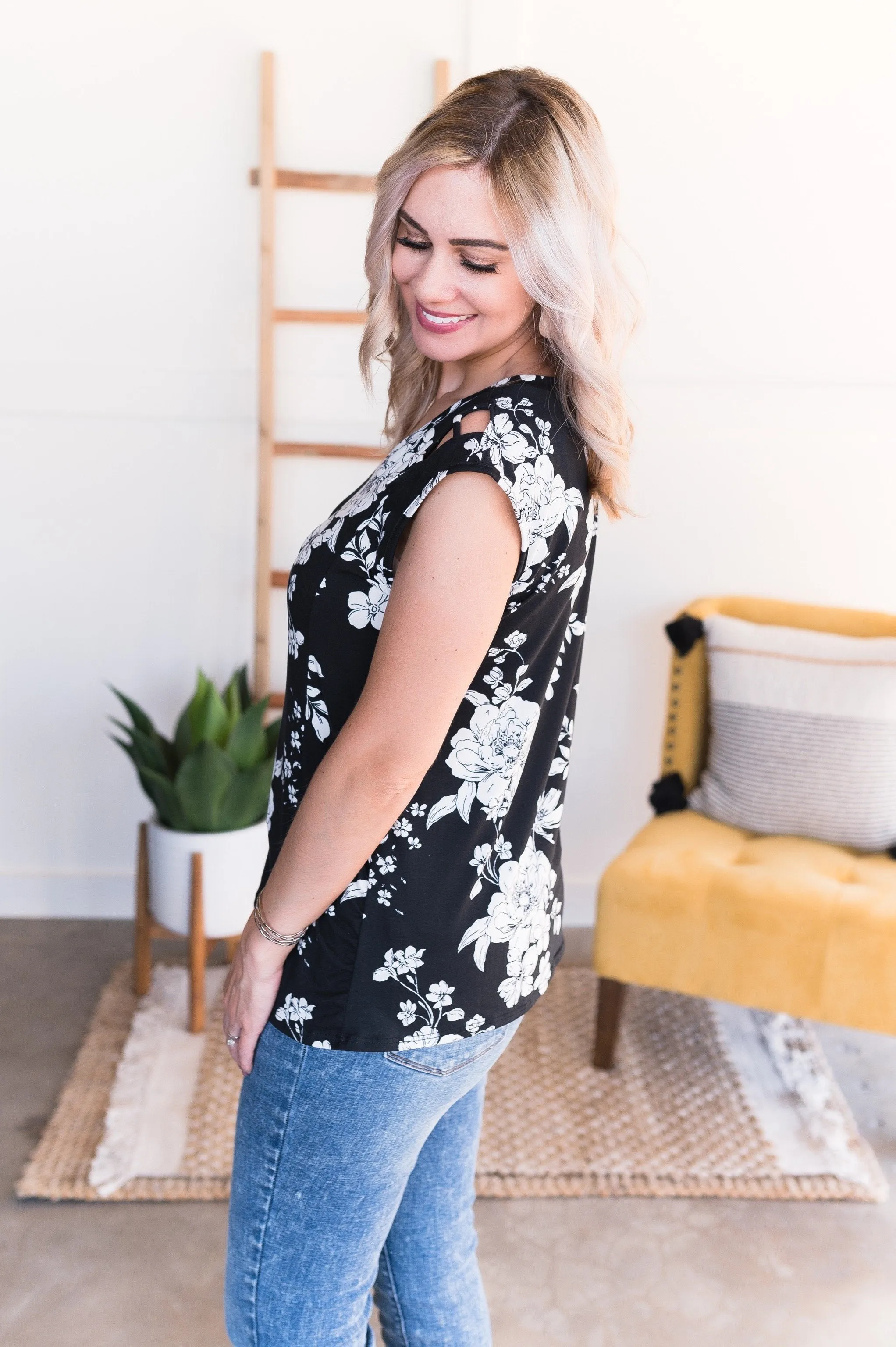 Just The Beginning In Black Floral