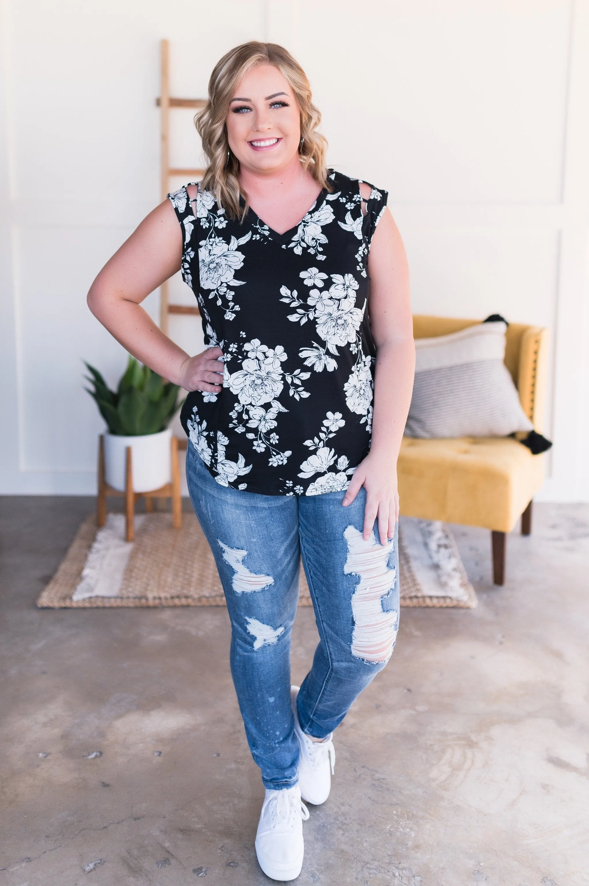 Just The Beginning In Black Floral