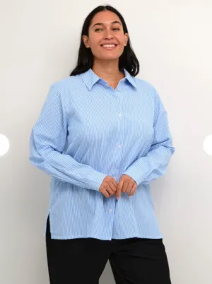 Kaffe Curve  - Kcdebra Shirt - Chalk/Blue Stripe