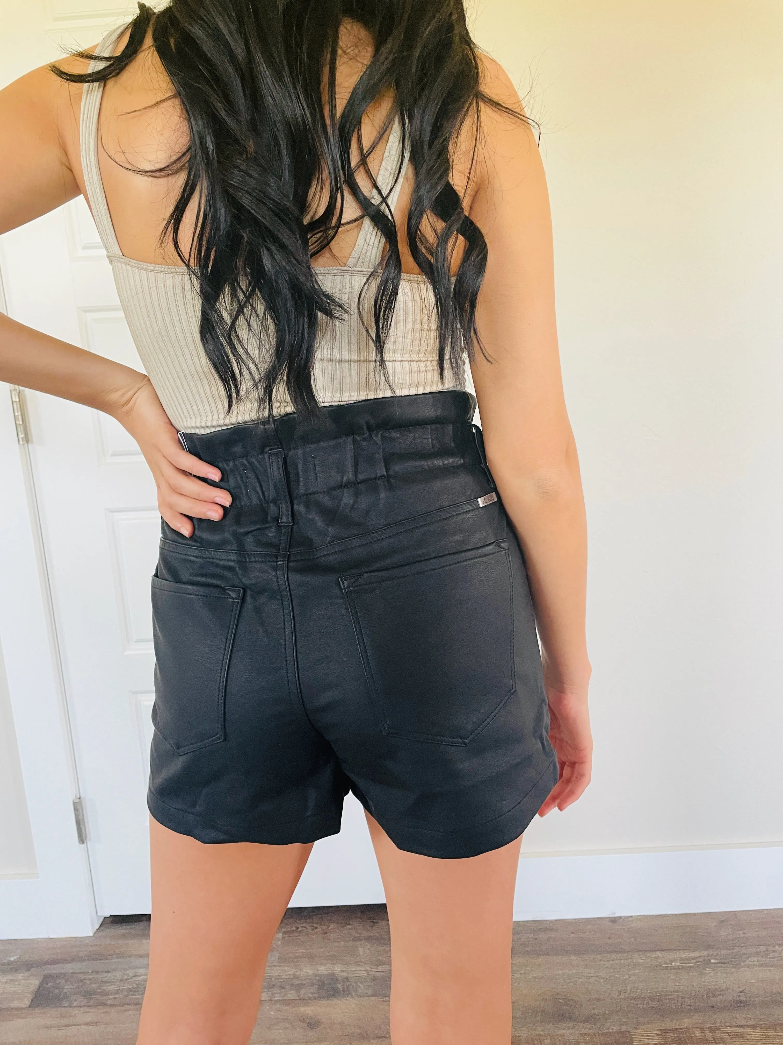 KanCan Faux Leather High Rise Shorts