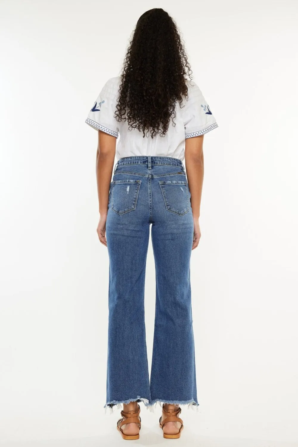 Kancan Size 0 to 22W High Rise Slim Wide Leg Blue Jeans